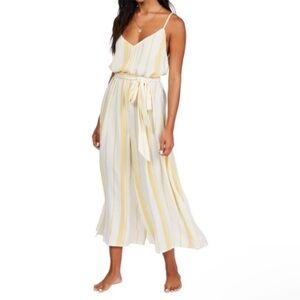 Billabong Shake It Again Yellow/White Striped Jumpsuit